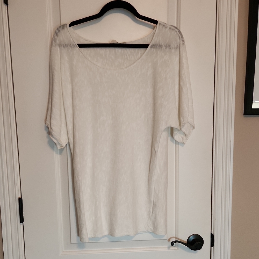 Eileen Fisher Cream Short Sleeve Top